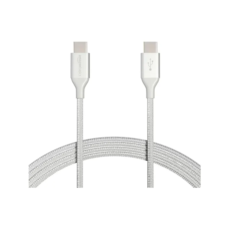 Amazon Basics 1.8m Nylon Braided USB Type-C to Type-C 2.0 Fast Charging Data Cable – Silver - Price in Bangladesh