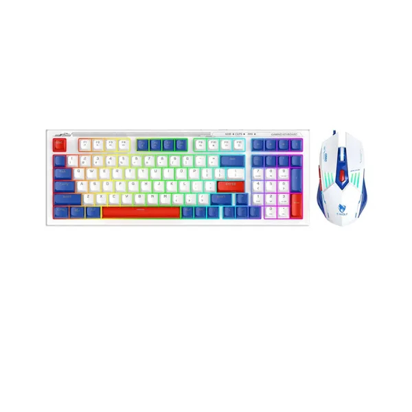 T-Wolf TF-610 RGB Gaming White & Blue Keyboard and Mouse Combo - Price in Bangladesh