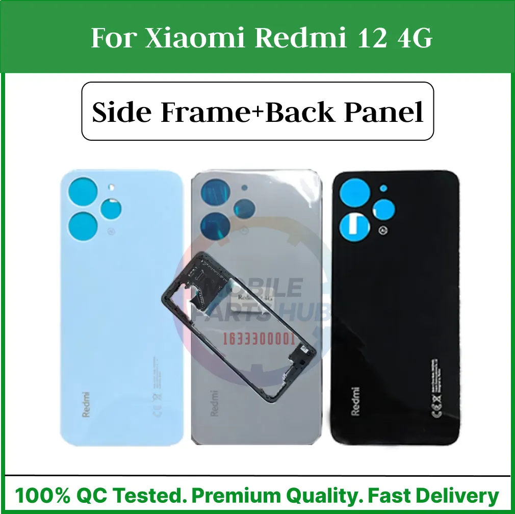 For Xiaomi Redmi 12 4G Side Frame + Back Panel Housing + Camera Glass Back shell Replacement Spare Parts - Price in Bangladesh