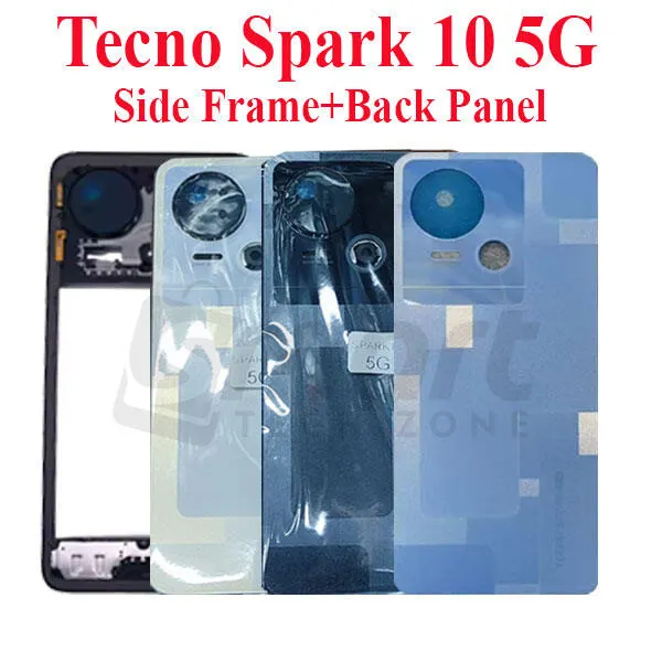 For Tecno Spark 10 5G Side Frame + Back Panel Housing + Camera Glass Back shell Replacement Spare Parts - Price in Bangladesh