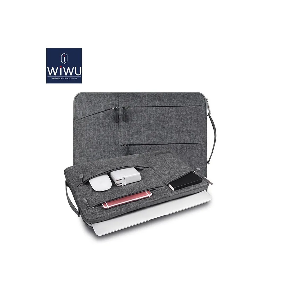 WIWU Waterproof Laptop Case for Macbook Pro 13 Stylish Laptop Bag Laptop Liner Bag 14 Inches(Gray)