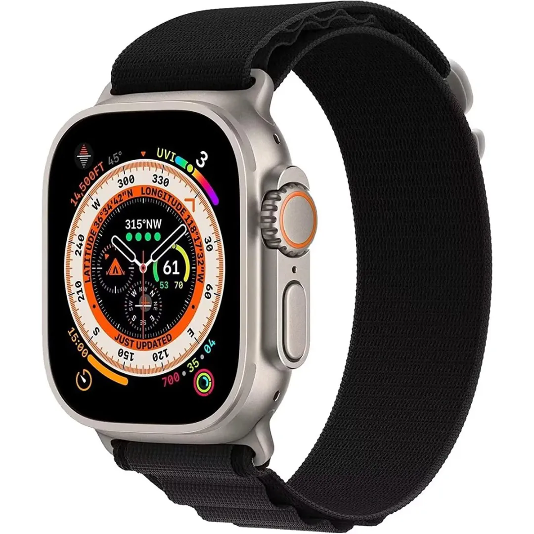 Premium Spigen Alpine Loop Nylon Strap For Apple Watch Ultra 49Mm 45Mm 44Mm 42Mm (Black) - Price in Bangladesh