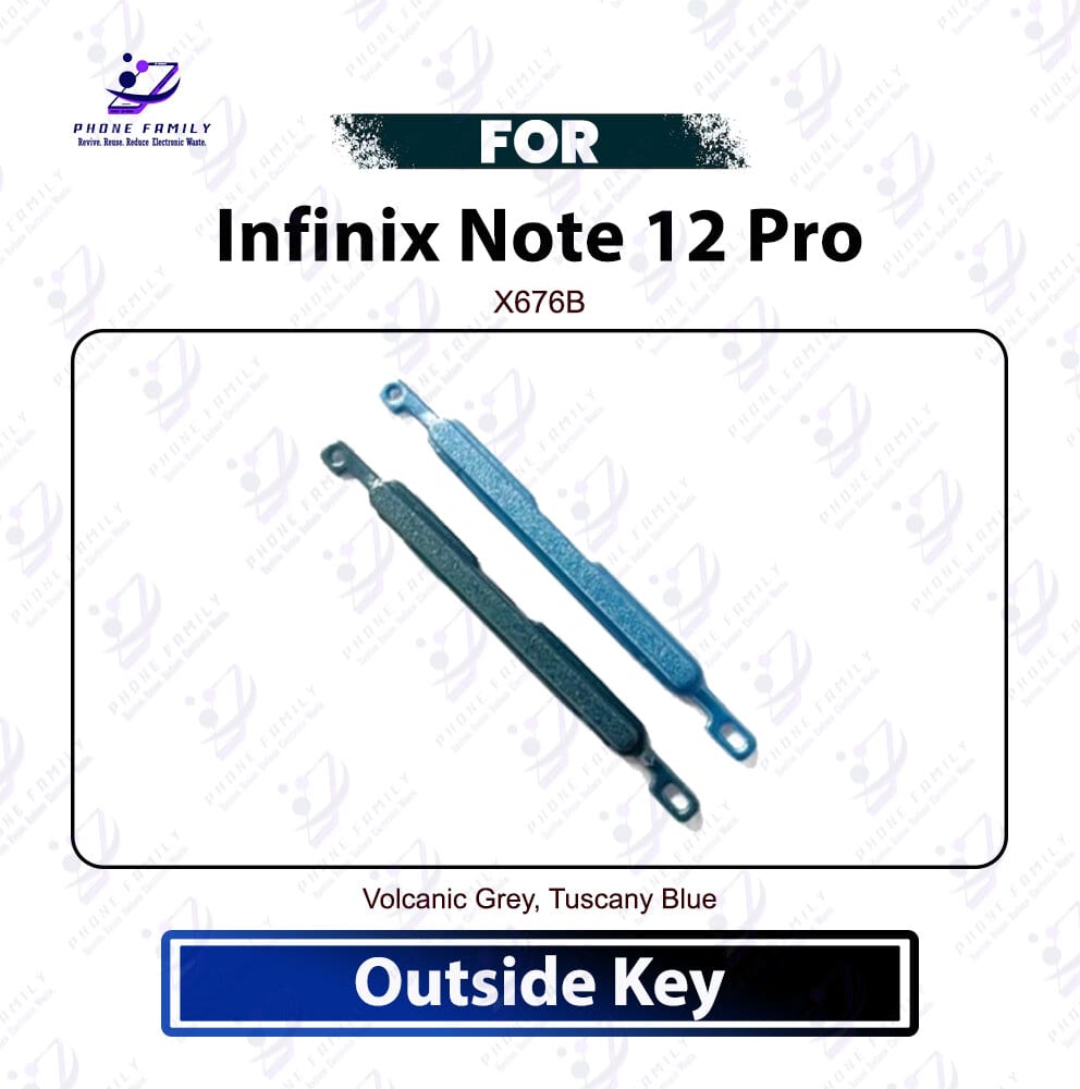 Infinix Note 12 Pro External Side Volume Key Cap - Outer Volume Up Down Switch Button Key Replacement Repair Spare Parts (X676B) - Price in Bangladesh