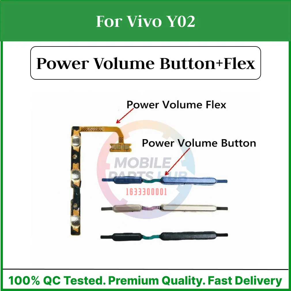 For  Vivo Y02 Compatible With External Side Buttons Power On Off switch + Volume Control Button Outside Side Keys And Power Flex Cable switch Replacement Parts - Price in Bangladesh