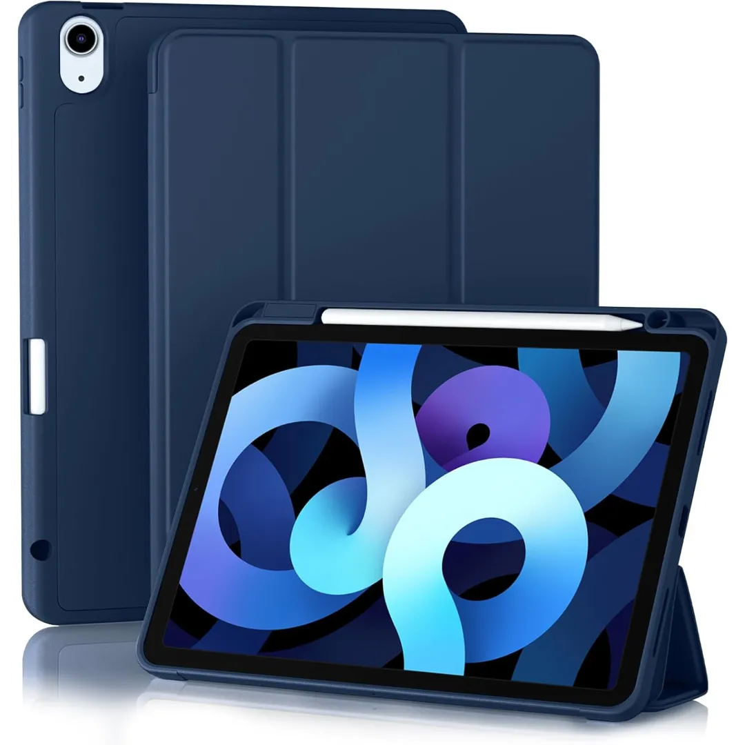 For Apple Ipad Air 6 13" 6Th Generation 13 Inch Cover 2024 With Apple Pencil Holder Soft Flexible Back Auto Sleep Wake And Stylus Pen (Black/Blue)