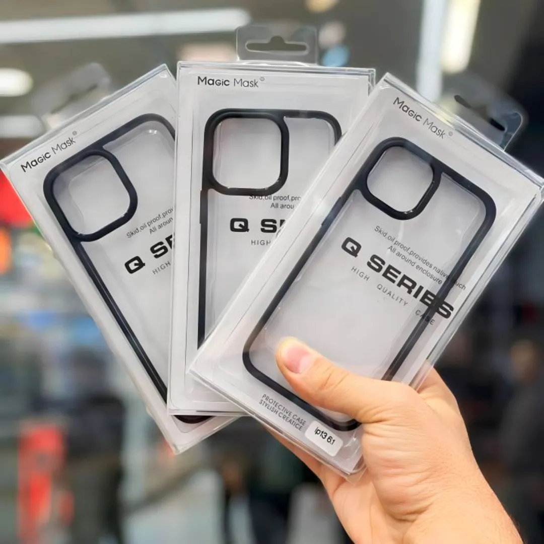 Q Series Case For Iphone 6 7 8 Plus X Xr Xs Max, 11 Pro Max, 12 Pro Max, 13 Pro Max, 14 Pro Max, 15 Pro Max, 16 Pro Max Transparent Black Shockproof Camera Protective Premium Quality Back Cover
