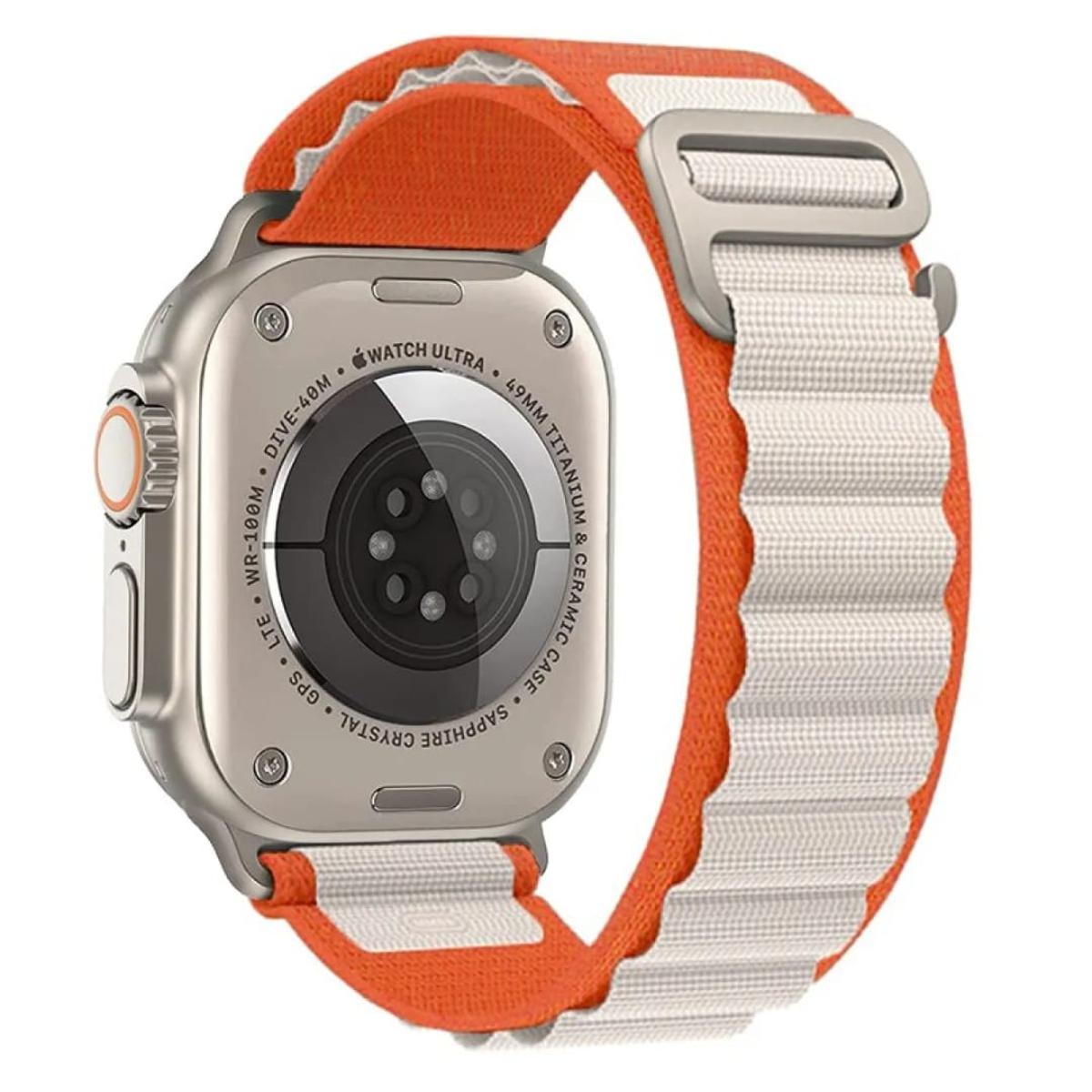 Premium Alpine loop strap For apple watch Ultra band 49mm 44mm 40mm 45mm 41mm 38mm 42mm 44 45 mm Bracelet iwatch Series 8 SE 7 6 3 5 4 (White + Orange) - Price in Bangladesh