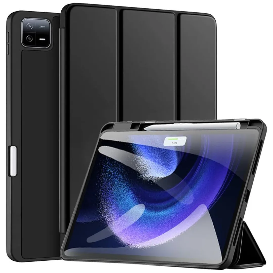 Premium Cover For Xiaomi Mi Pad 7 / Mi Pad 7 Pro Cover, Trifold Flip Case Cover With Pencil Holder For Xiaomi Mi Pad 7 / Mi Pad 7 Pro 11.2 Inch, Support Auto Sleep Wake (Black-Blue)