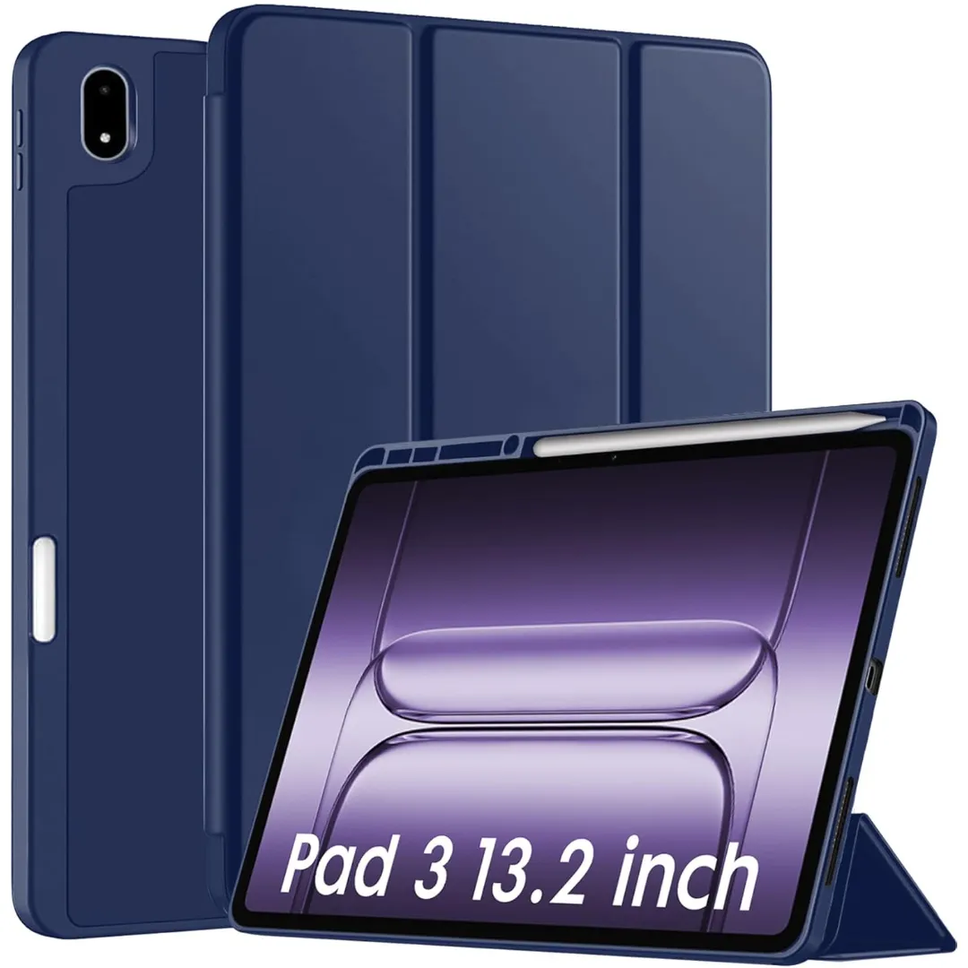 Robustrion Cover Case For Oneplus Pad 3 13.2 Inch Cover, Flip Cover Case For Oneplus Pad 3 Cover With Pencil Holder 13.2 Inch [Auto Sleep Wake Support] - Black - Blue
