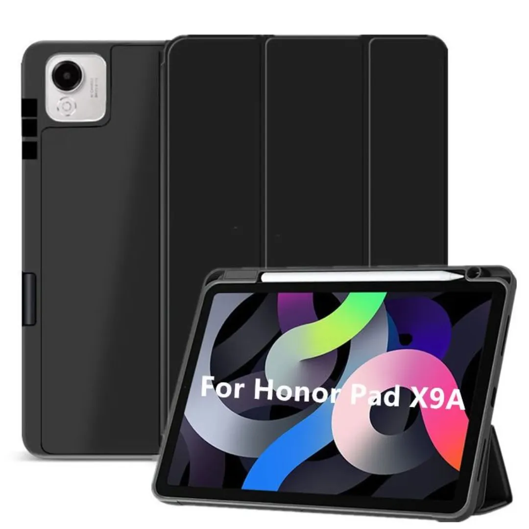 For Huawei Honor Pad Tablet X9A 11.5" Inch Smart Case Tri-Fold Magnetic Flip Cover With Pen Holder Full Coverage Casing, Black - Navy Blue