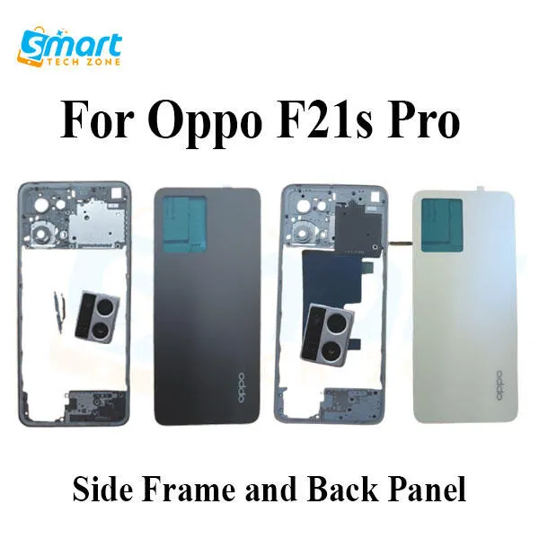 Compatible with Oppo F21s Pro Side Frame and Back Panel + With Camera Glass Lens + Outside Key Replacement Part - Price in Bangladesh