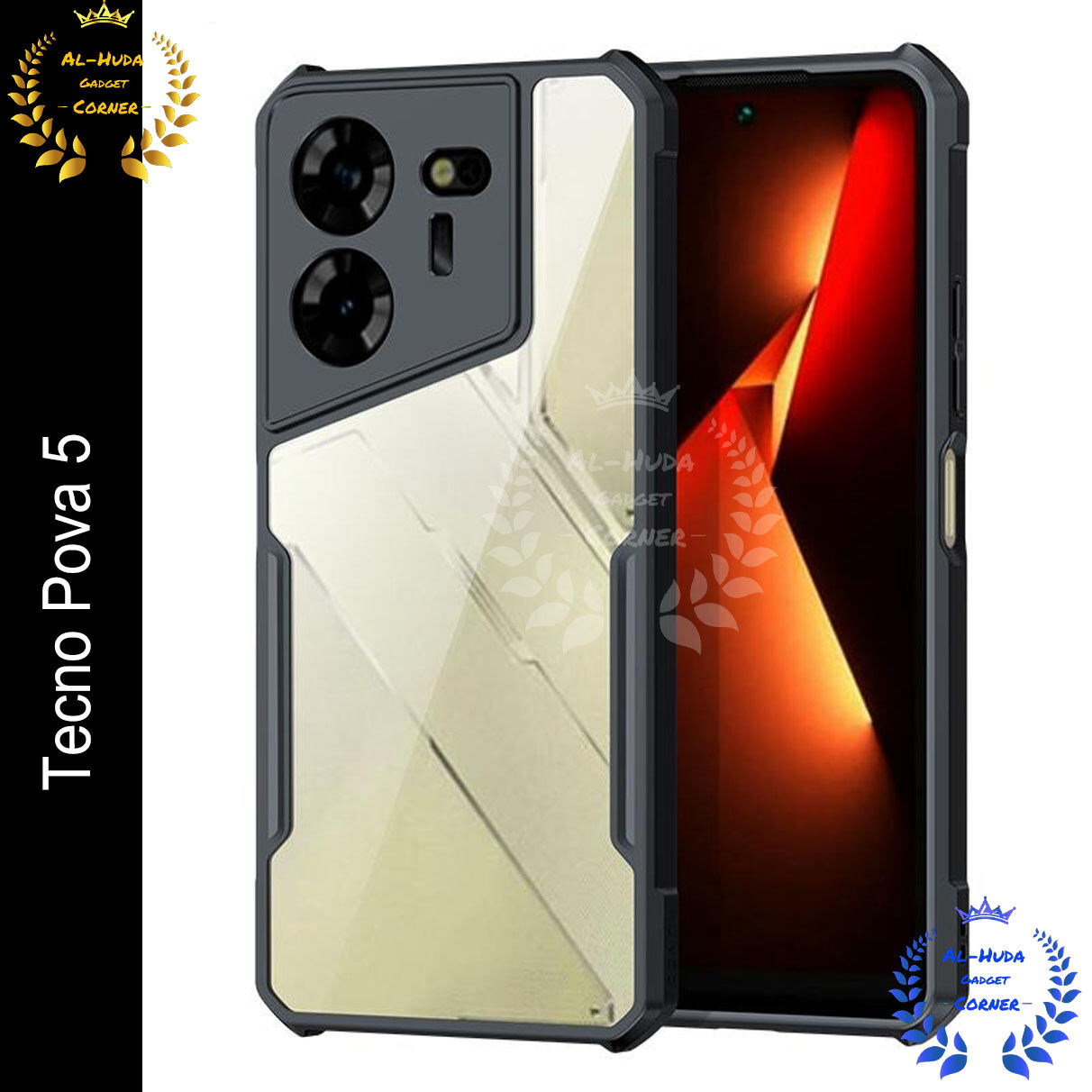 Xundd Back Cover for Tecno Pova 5 Transparent Hybrid Hard PC Back Bumper