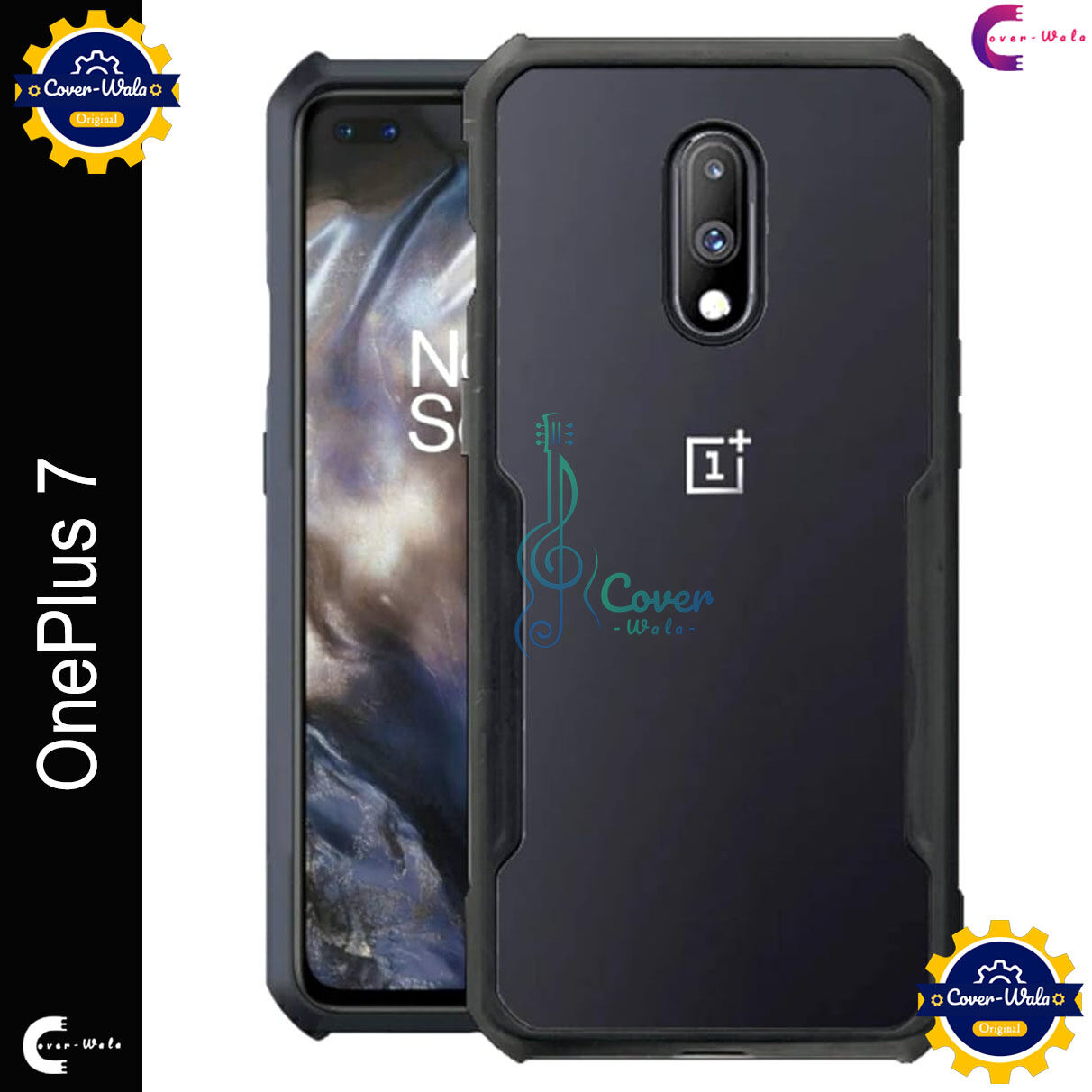Xundd Back Cover for OnePlus 7 / 1+ 7 Transparent Hybrid Hard PC Back Bumper