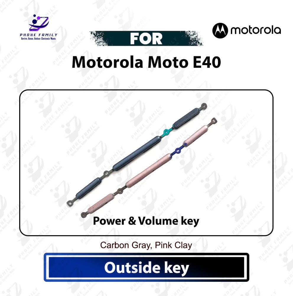 Motorola Moto E40 Power On Off Volume Up Down Button Outside Key Side Key External Button Replacement Part - Price in Bangladesh