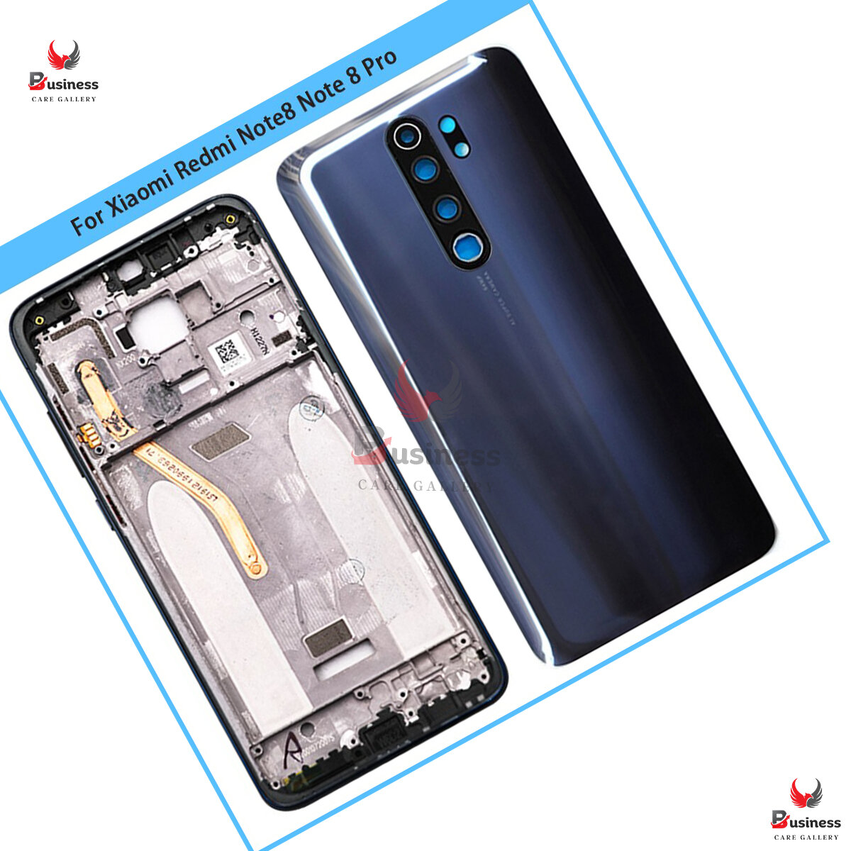 For Xiaomi Redmi Note 8 Pro Middle Frame Supporting Plate Housing Frame Bezel+Battery Back Cover Glass+Camera Lens Replace - Price in Bangladesh