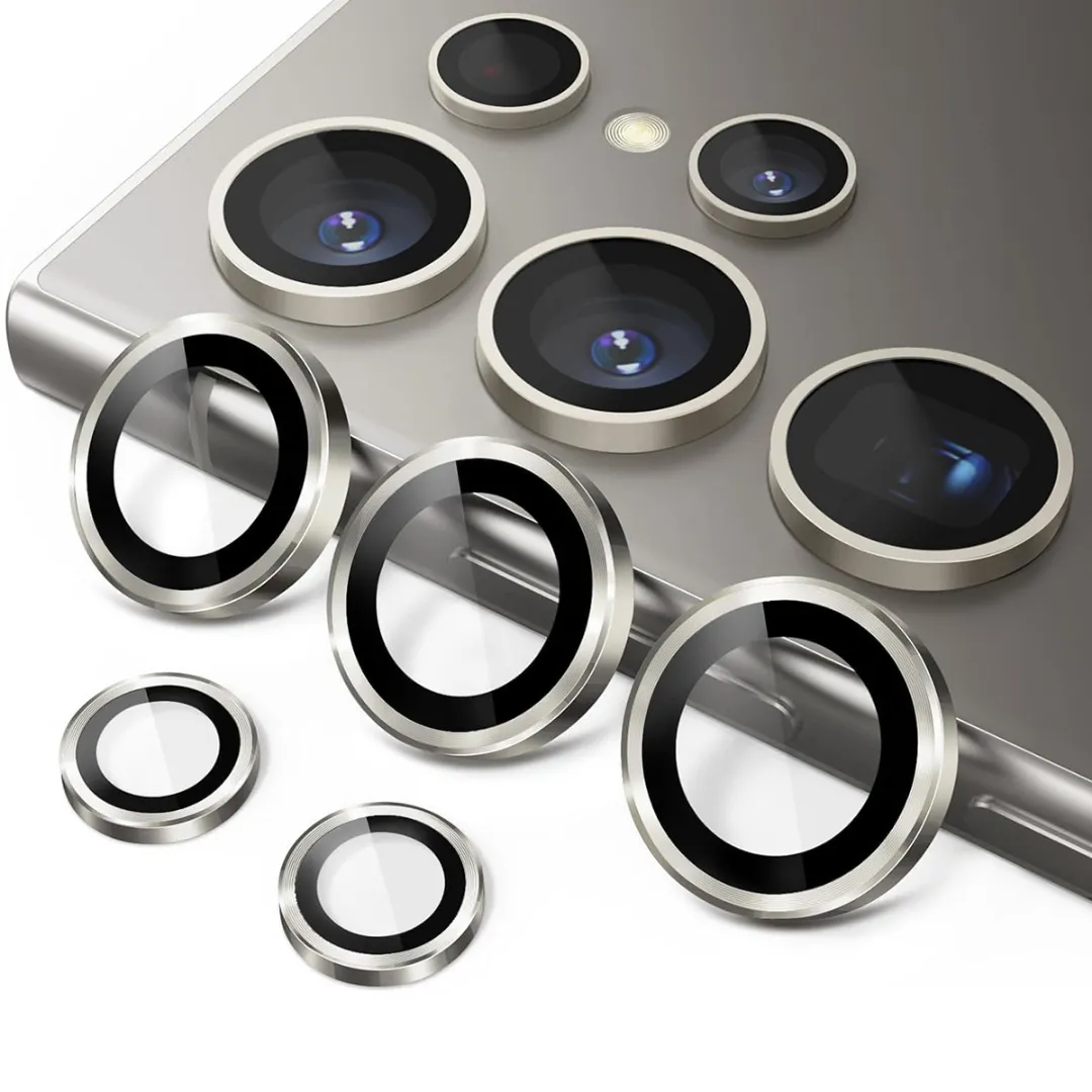 For Samsung Galaxy S24 Ultra 5G 5Pcs Camera Lens Protector Rings Aluminum+Tempered Glass Scratch Resistant