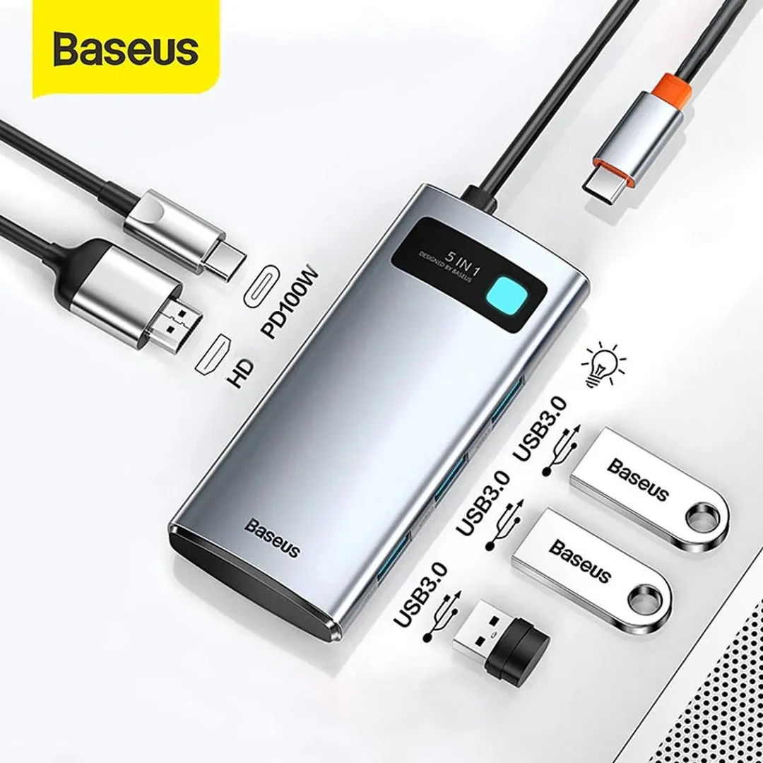 BASEUS Metal Gleam Series 5-in-1 Multifunctional Type-C HUB - Price in Bangladesh