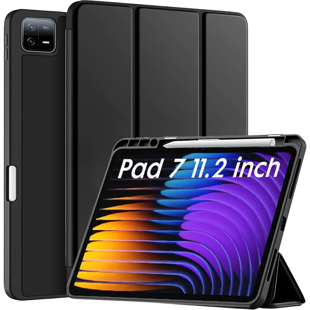 Proelite Cover For Xiaomi Mi Pad 7/7 Pro 11.2 Inch Cover, Soft Flexible Flip Case Cover With Pen Holder For Xiaomi Pad 7/7 Pro 11.2 Inch, Support Auto Sleep Wake, [Recoil Series] - Black - Navy Blue - Gray - Maroon