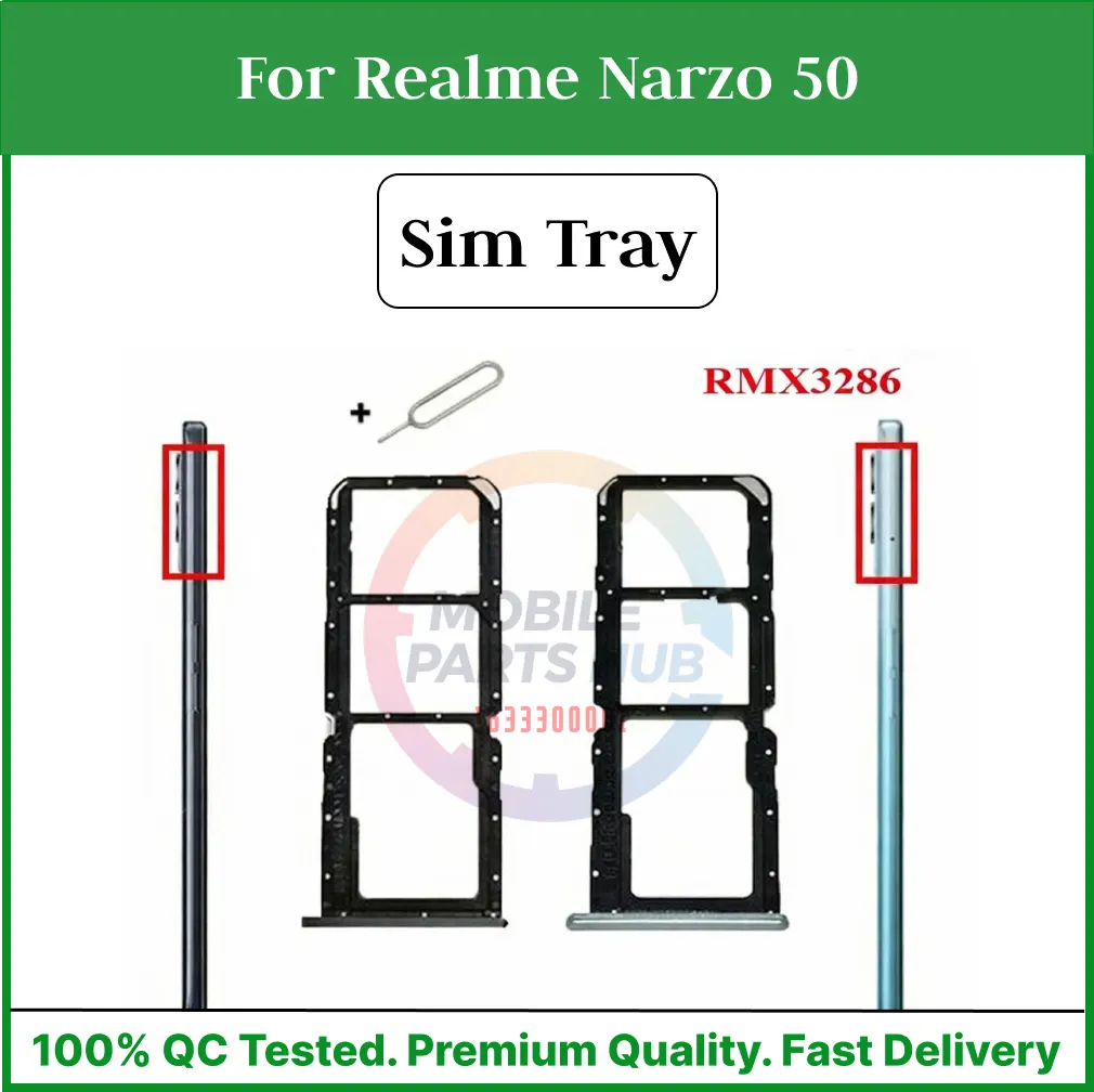 For Realme Narzo 50 Sim Tray Micro SD Card Slot with Sim Ejector Pin Replacement Parts - Price in Bangladesh