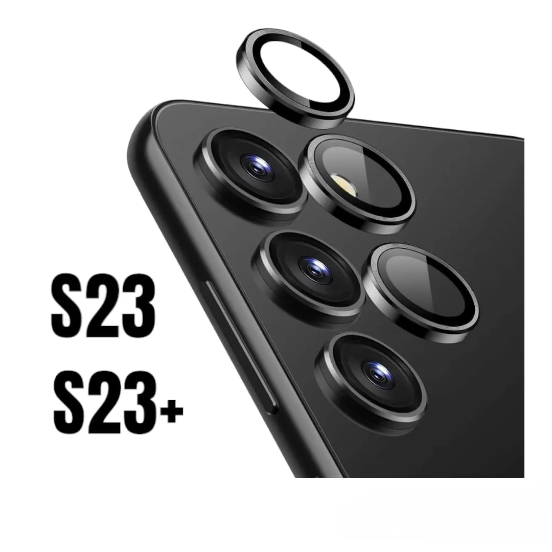 Premium High Quality Camera Ring Lens Protector For Samsung Galaxy S23 / S23 Plus / S23+ 9H Hardness Full Coverage Camera Metal Ring Ultra-Thin/Clear - Silver/Black (1 Set=3Pcs) - Price in Bangladesh