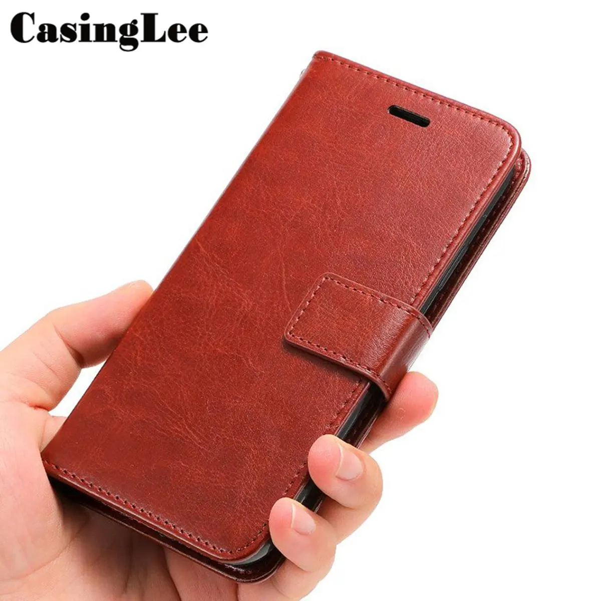 Lthmy for XS Max Vintage Leather Flip Cover Stand Magnetic Closure Shockproof