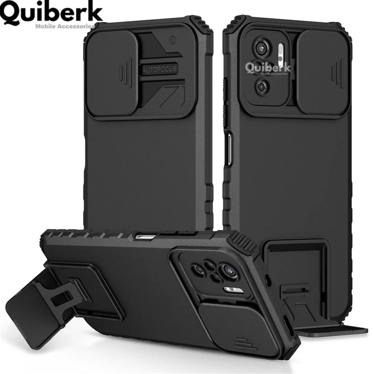 Quiberk for Honor x8 4G Phone Case Cover Camera Slide Kickstand Hard Armor