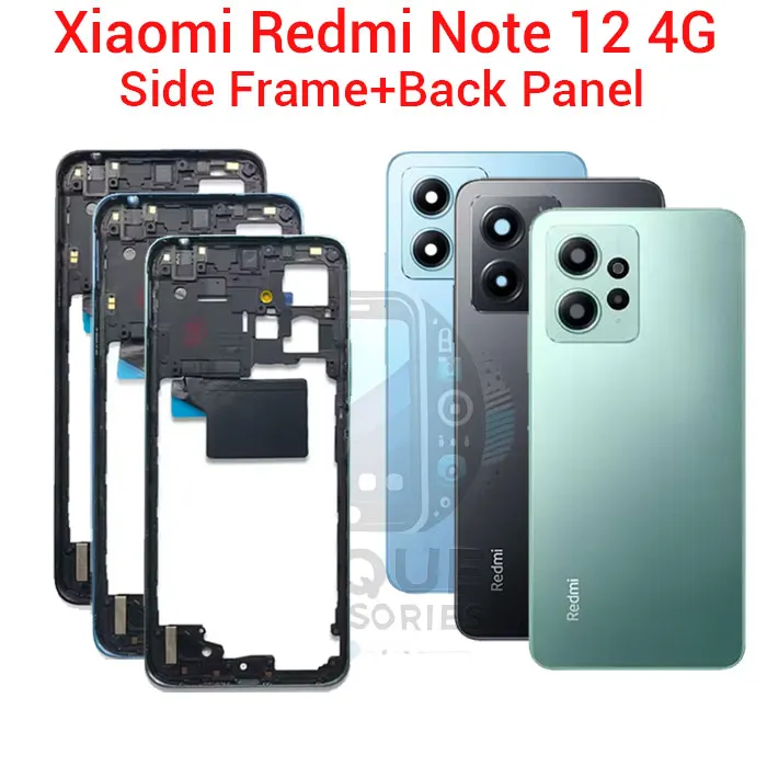Xiaomi Redmi Note 12 4G Side Frame + Back Panel Housing + Camera Glass Back Shell - Price in Bangladesh