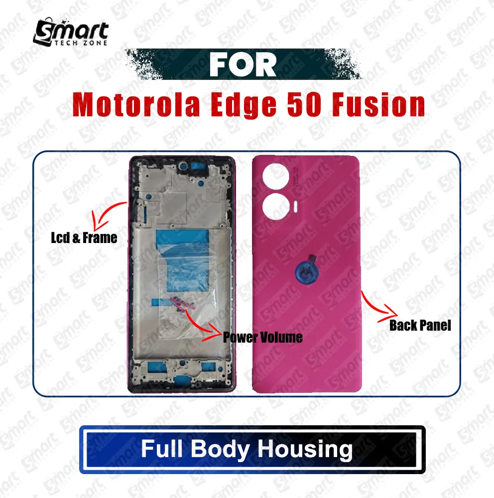Full Body Housing Set for Motorola Edge 50 Fusion (XT2429-1) Includes Front LCD Frame, Middle Bezel, Back Panel and Power Volume Outside Key - Price in Bangladesh