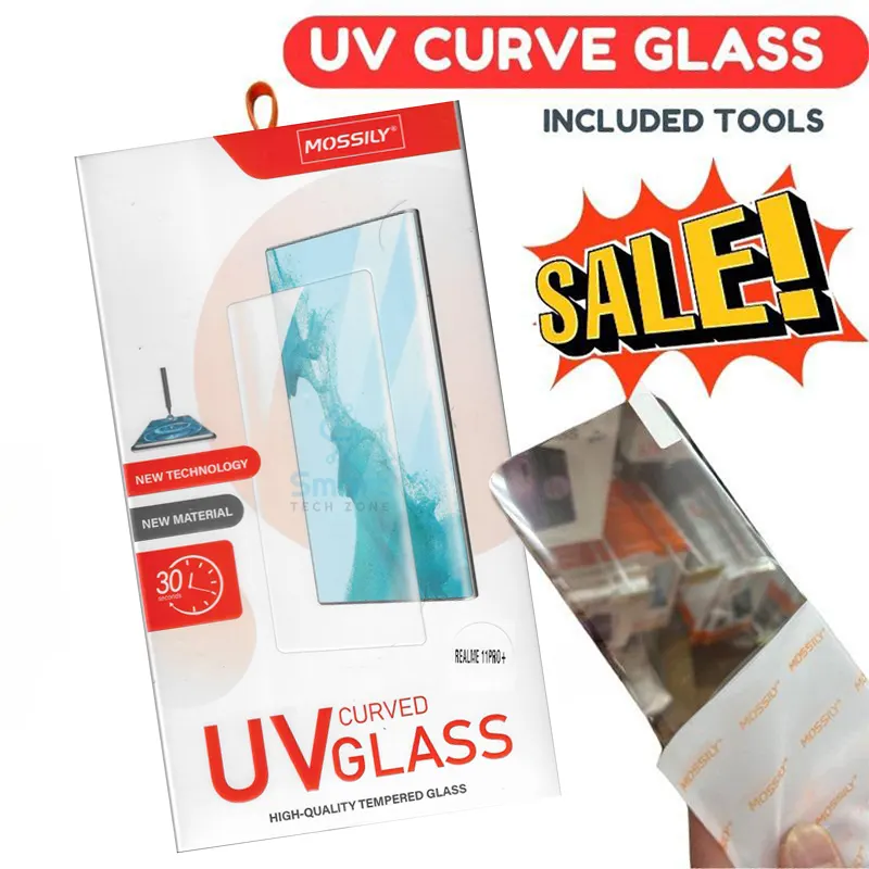 MOSSILY UV Curved Screen Tempered Glass Film Protector for Realme 11 Pro/Realme 11 Pro Plus - Price in Bangladesh