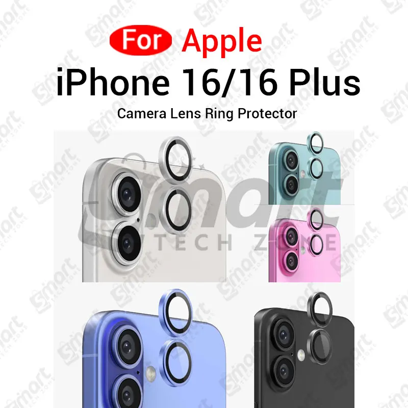 For Apple iPhone 16 16 Plus All Colour Camera Protector Metal Ring Tempered Glass Camera Lens Protector - Price in Bangladesh