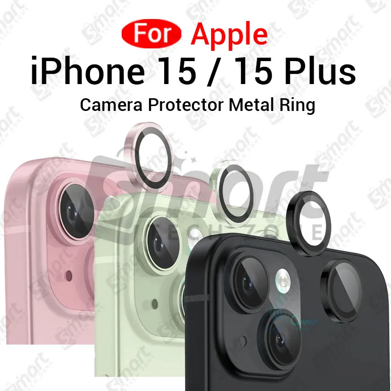 For Apple iPhone 15 15 Plus All Colour Camera Protector Metal Ring Tempered Glass Camera Lens Protector - Price in Bangladesh