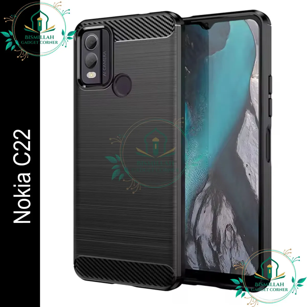 High Quality Spigen cover For Nokia C22 Carbon Fiber Back cover Soft Slim Fashion Non-Slip Protective Carbon Fiber Phone Case