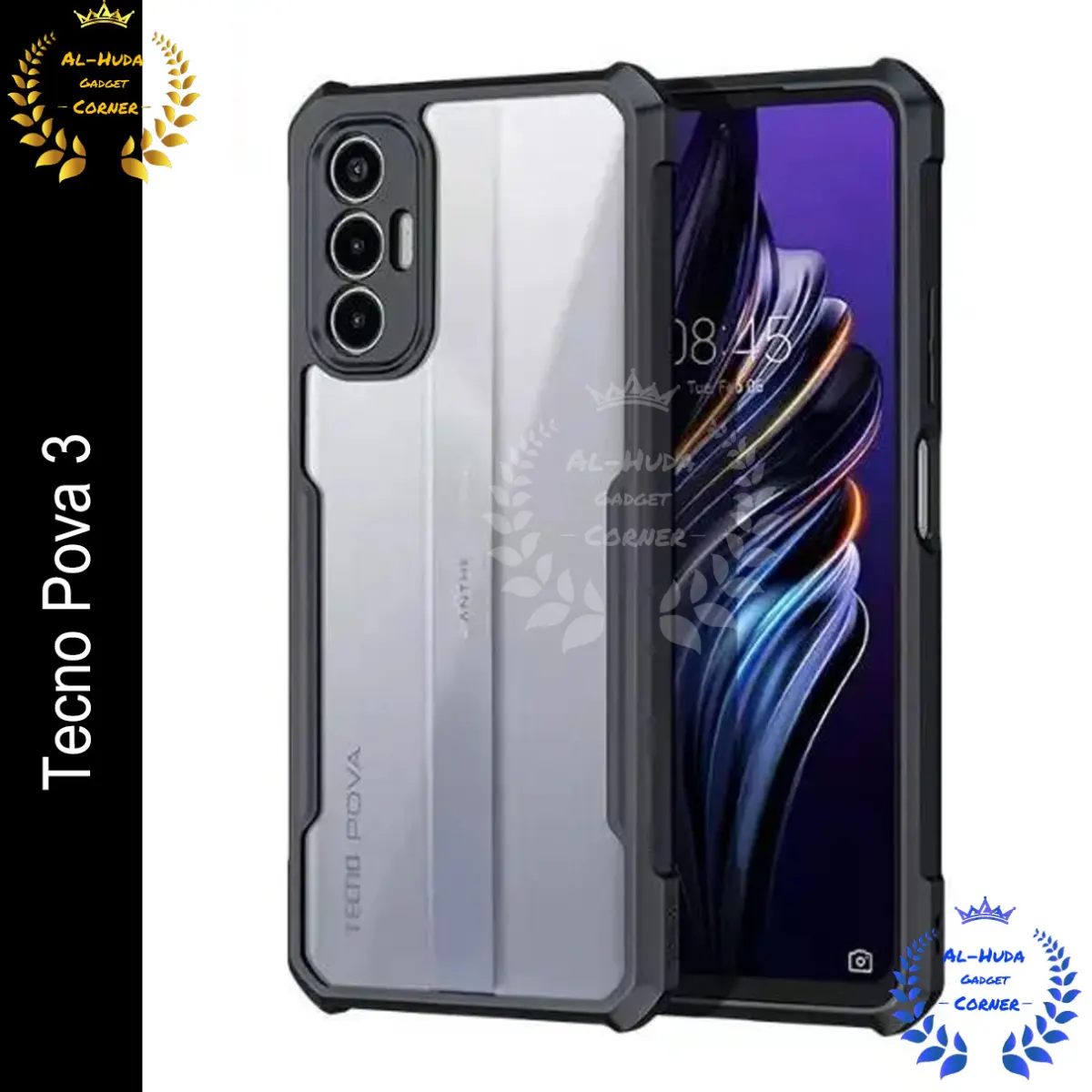 Xundd Back Cover for Tecno Pova 3 Transparent Hybrid Hard PC Back Bumper (Best Quality)
