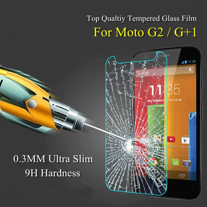 For Motorola Moto G2....3mm screen protector 9H Hard 2.5D Arc Edge Round Border Screen Protector with Clean Tools
