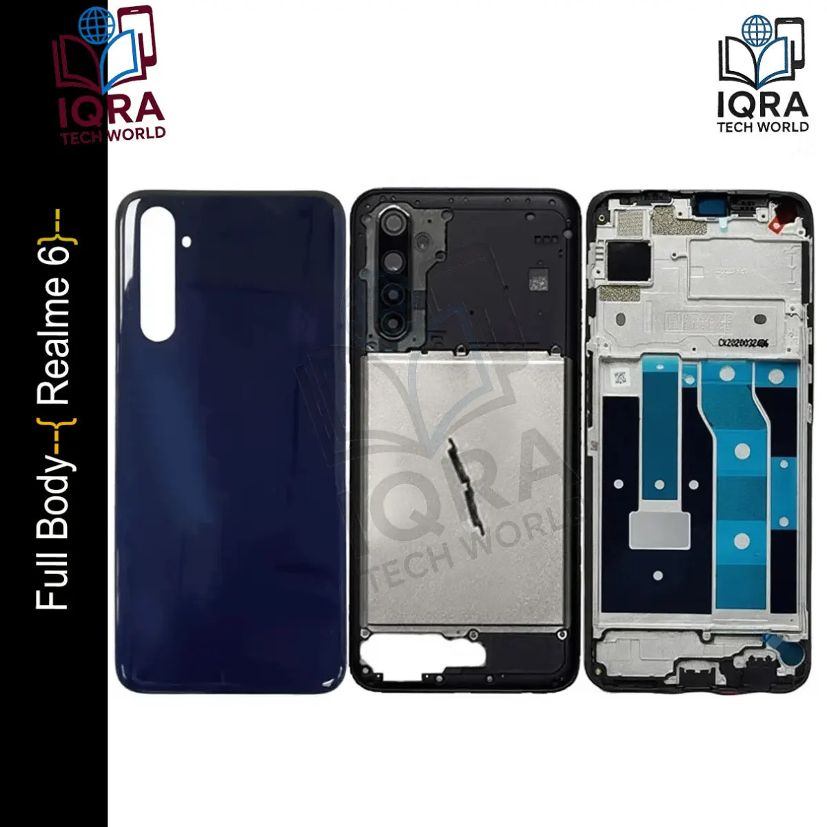 Realme 6 Full Body Housing / Middle Frame Chassis with Back Panel(Black) - Price in Bangladesh