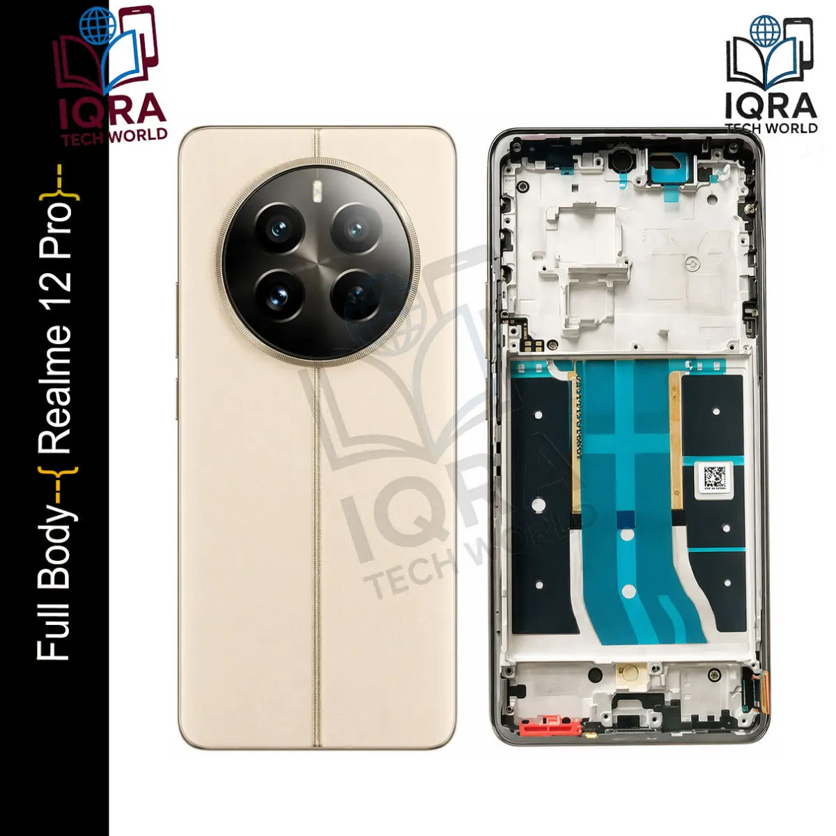 Realme 12 Pro Full Body Housing / Middle Frame Chassis with Back Panel(White) - Price in Bangladesh