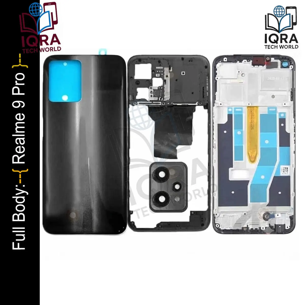 Realme 9 Pro Full Body Housing / Middle Frame Chassis with Back Panel(Black) - Price in Bangladesh