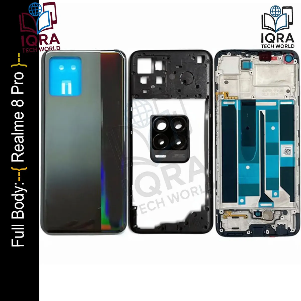 Realme 8 Pro Full Body Housing / Middle Frame Chassis with Back Panel(Black) - Price in Bangladesh