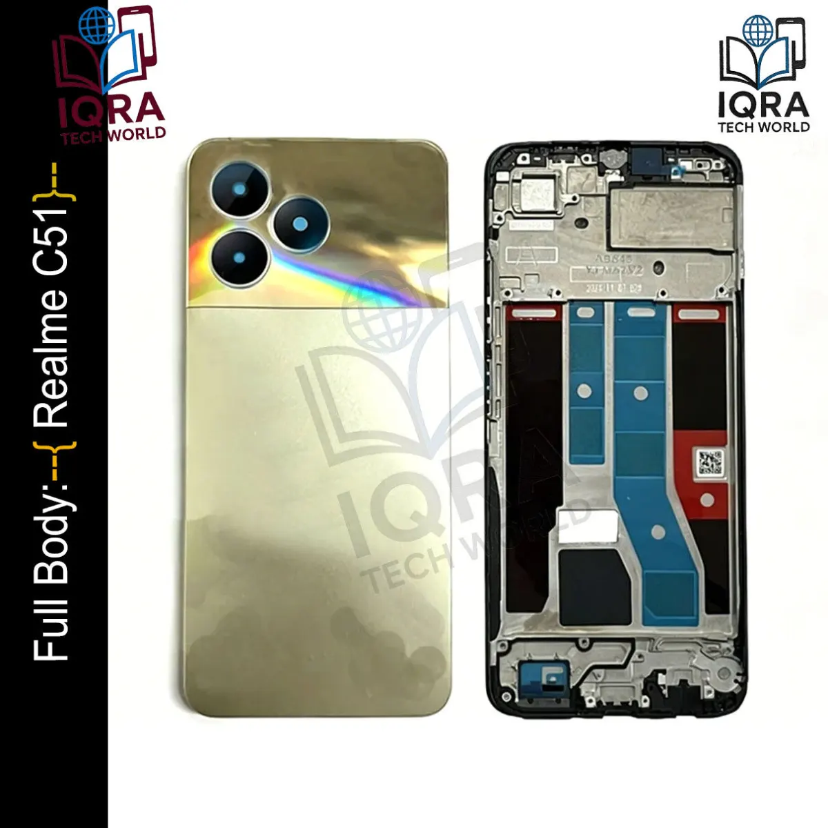 Realme C51Full Body Housing / Middle Frame Chassis with Back Panel(Gold) - Price in Bangladesh