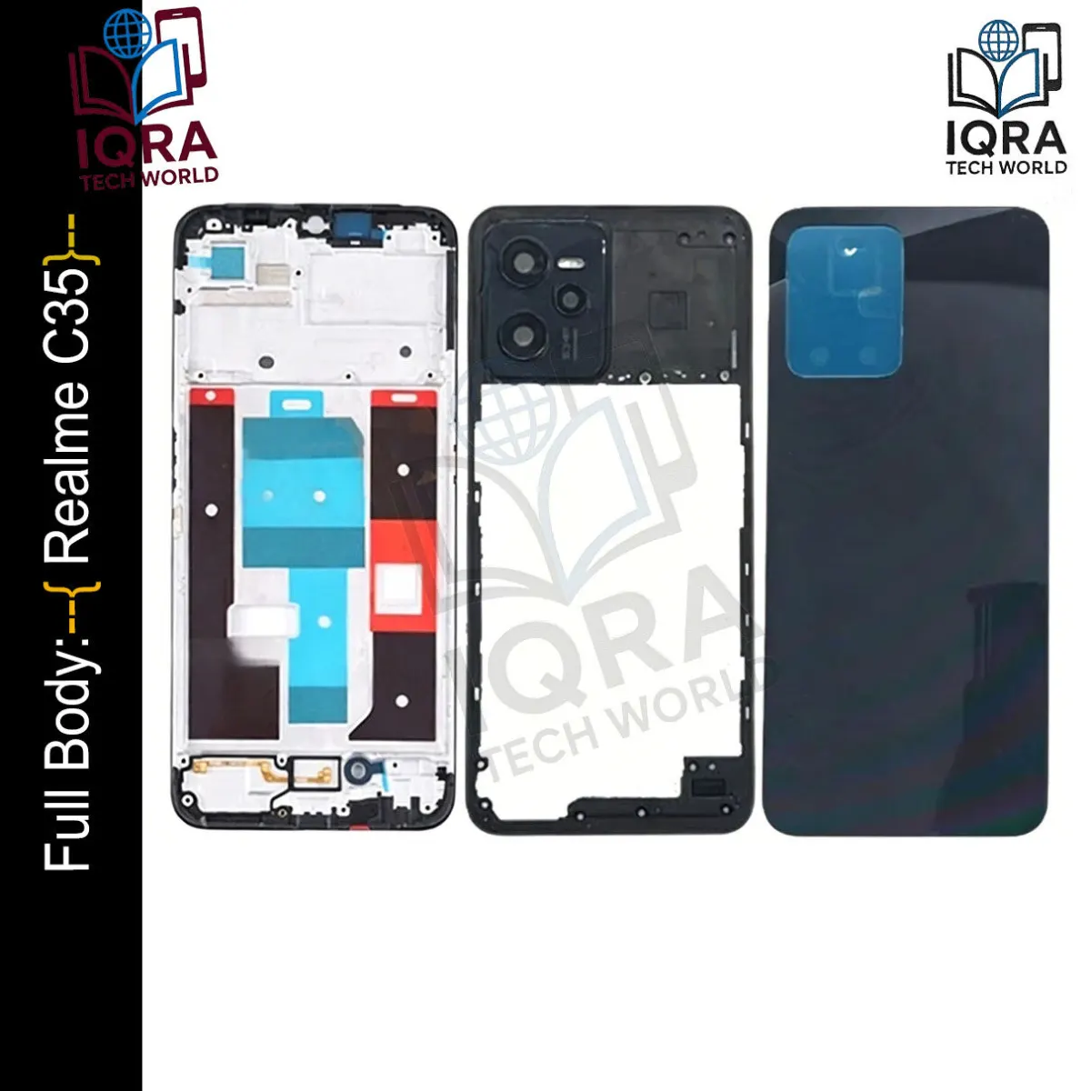 Realme C35 Full Body Housing / Middle Frame Chassis with Back Panel(Black) - Price in Bangladesh