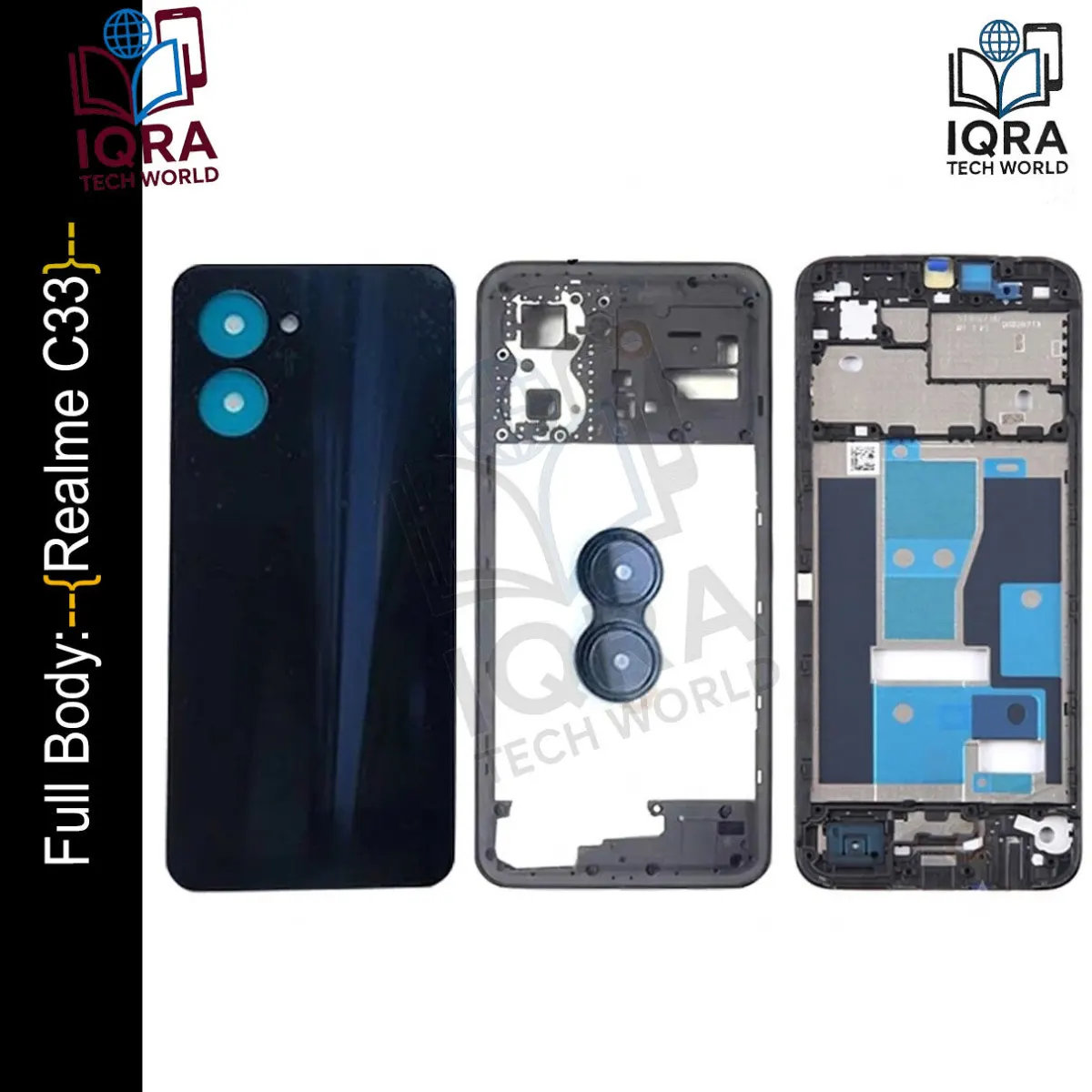 Realme C33 Full Body Housing / Middle Frame Chassis with Back Panel(Black) - Price in Bangladesh