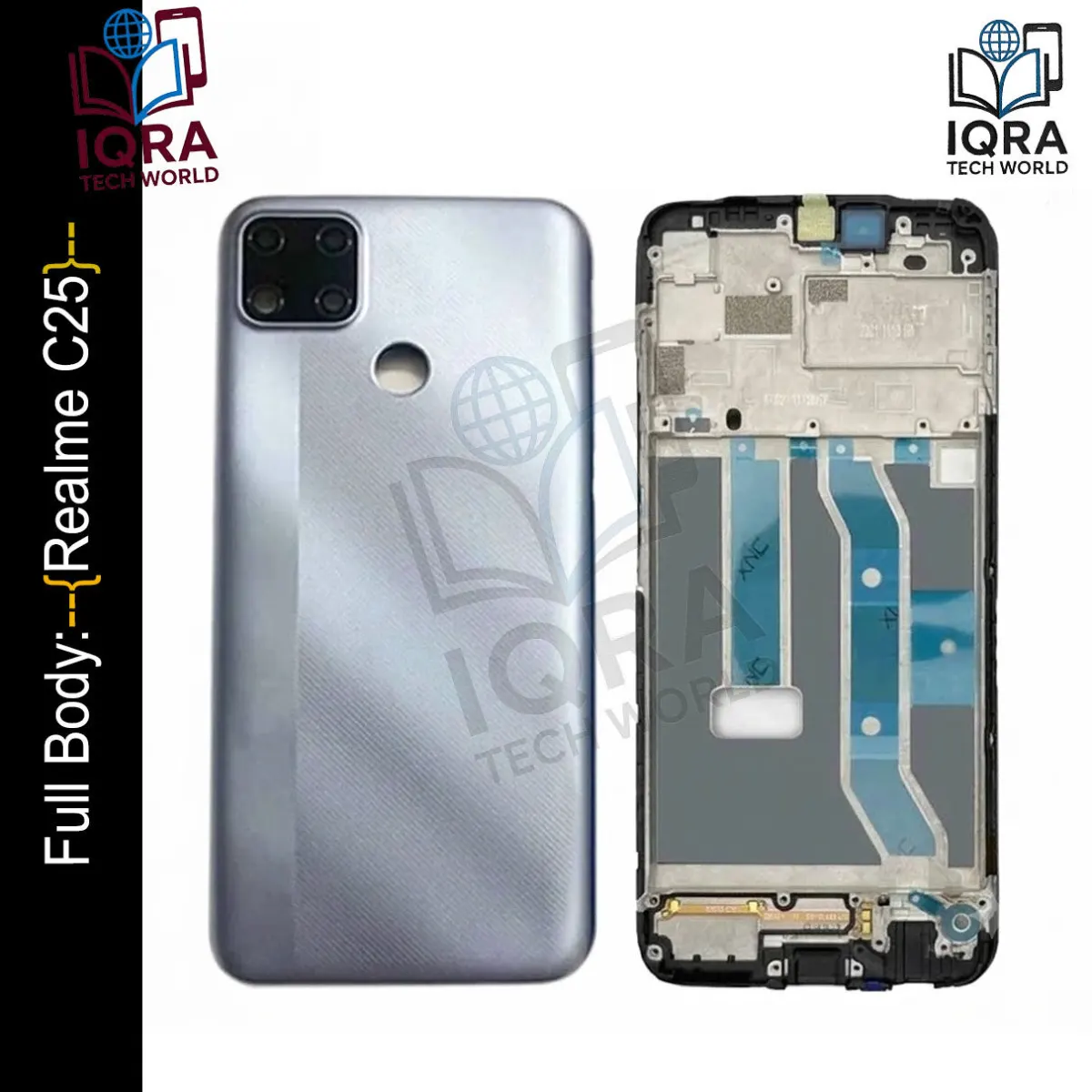 Realme C25 Full Body Housing / Middle Frame Chassis with Back Panel(Grey) - Price in Bangladesh