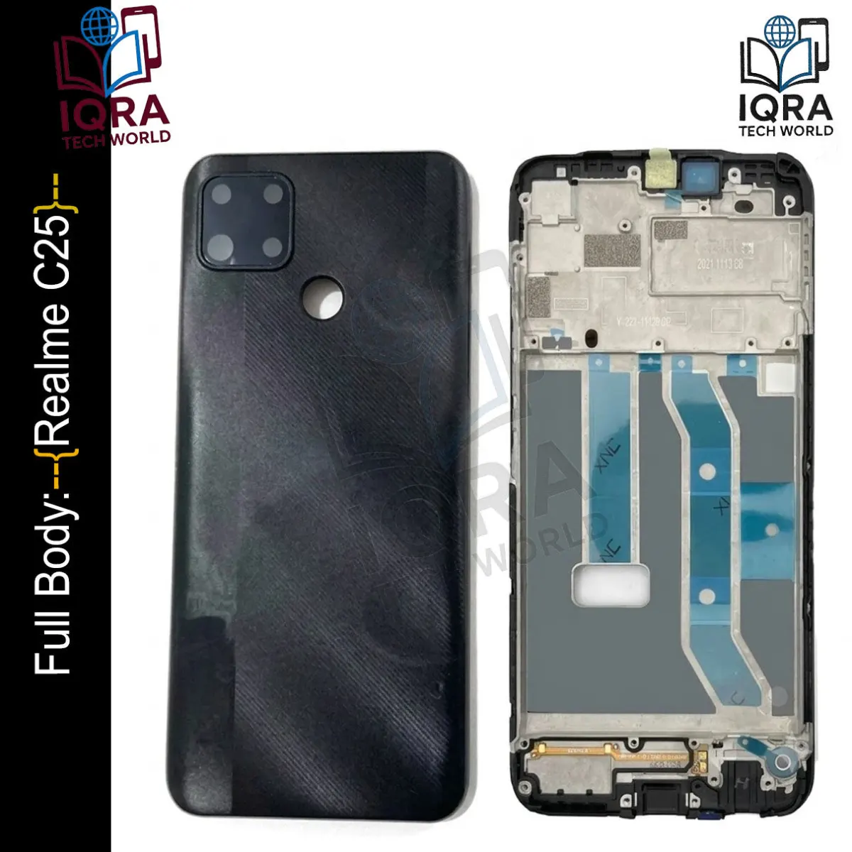 Realme C25 Full Body Housing / Middle Frame Chassis with Back Panel(Black) - Price in Bangladesh