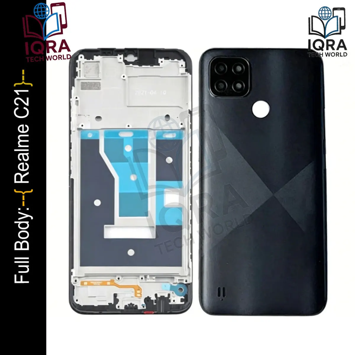 Realme C21Full Body Housing / Middle Frame Chassis with Back Panel(Black) - Price in Bangladesh