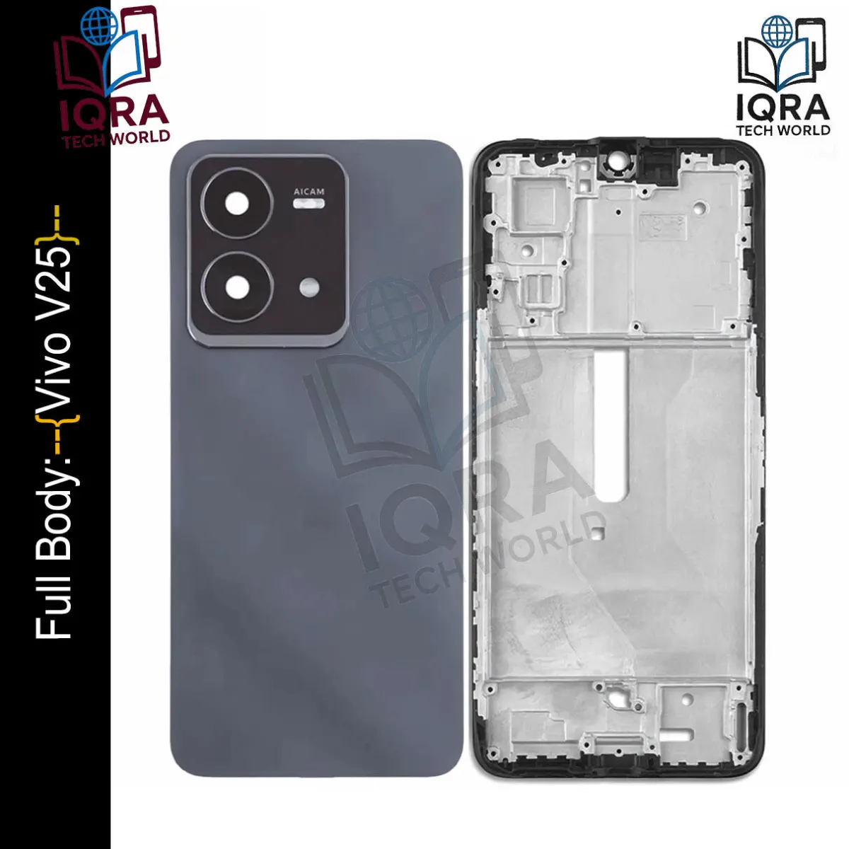 Vivo V25 Full Body Housing / Middle Frame Chassis with Back Panel(Black) - Price in Bangladesh