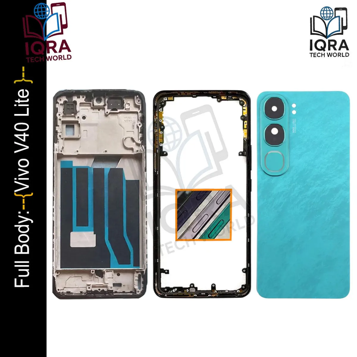 Vivo V40 Lite Full Body Housing / Middle Frame Chassis with Back Panel(Green) - Price in Bangladesh
