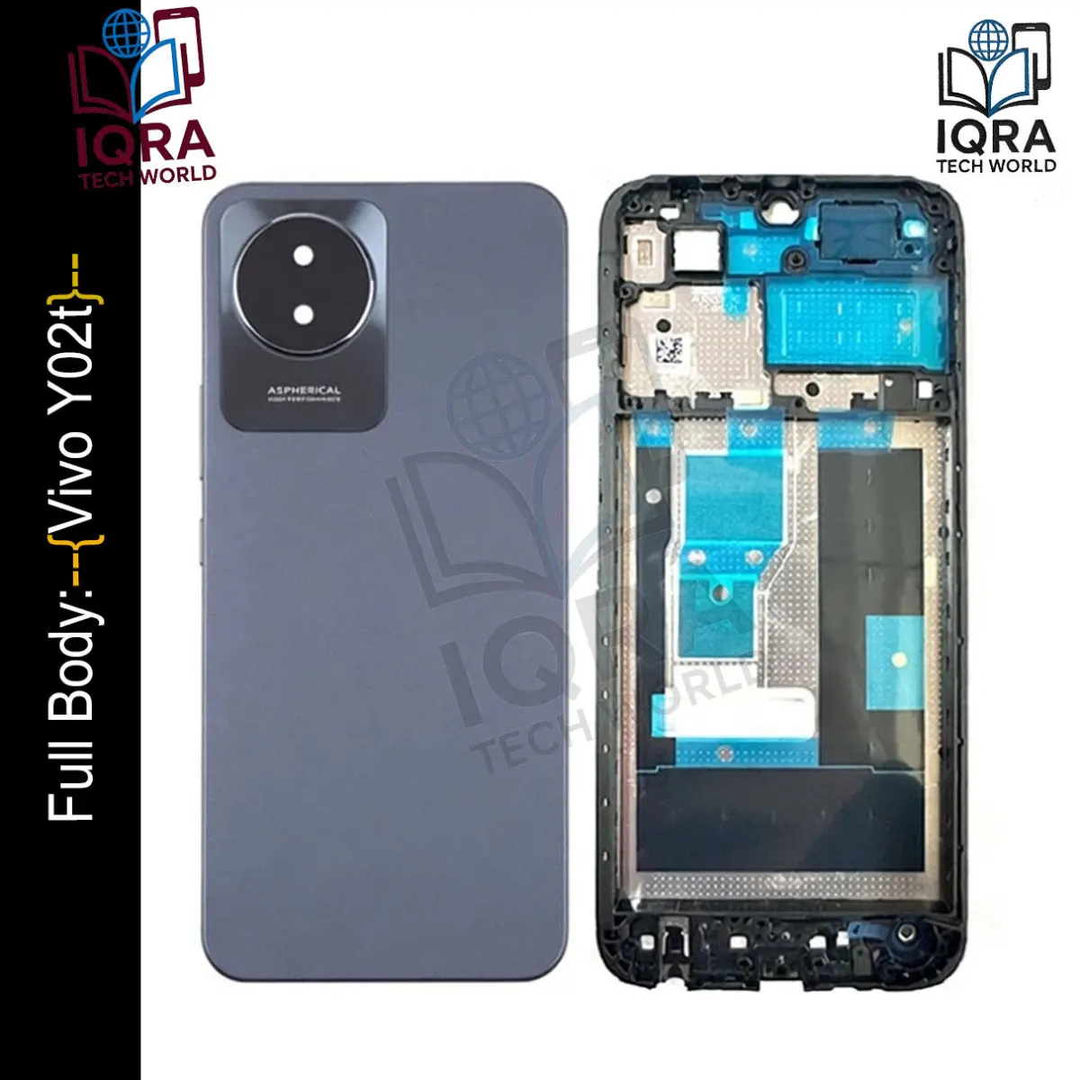Vivo Y02t Full Body Housing / Middle Frame Chassis with Back Panel(Black) - Price in Bangladesh