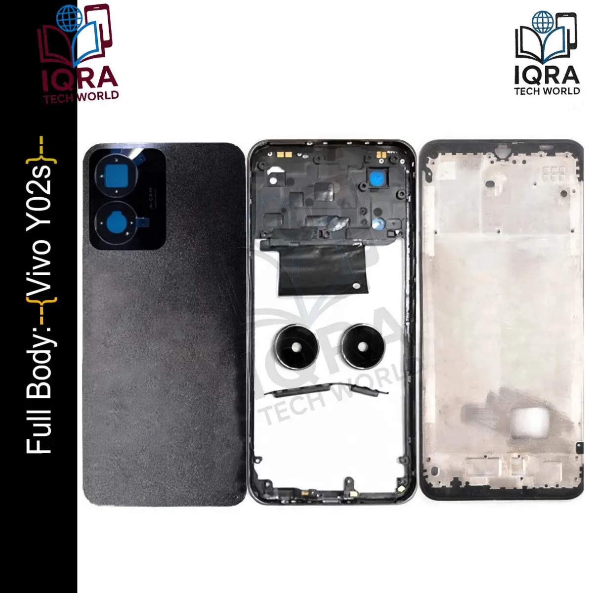 Vivo Y02s Full Body Housing / Middle Frame Chassis with Back Panel(Black) - Price in Bangladesh
