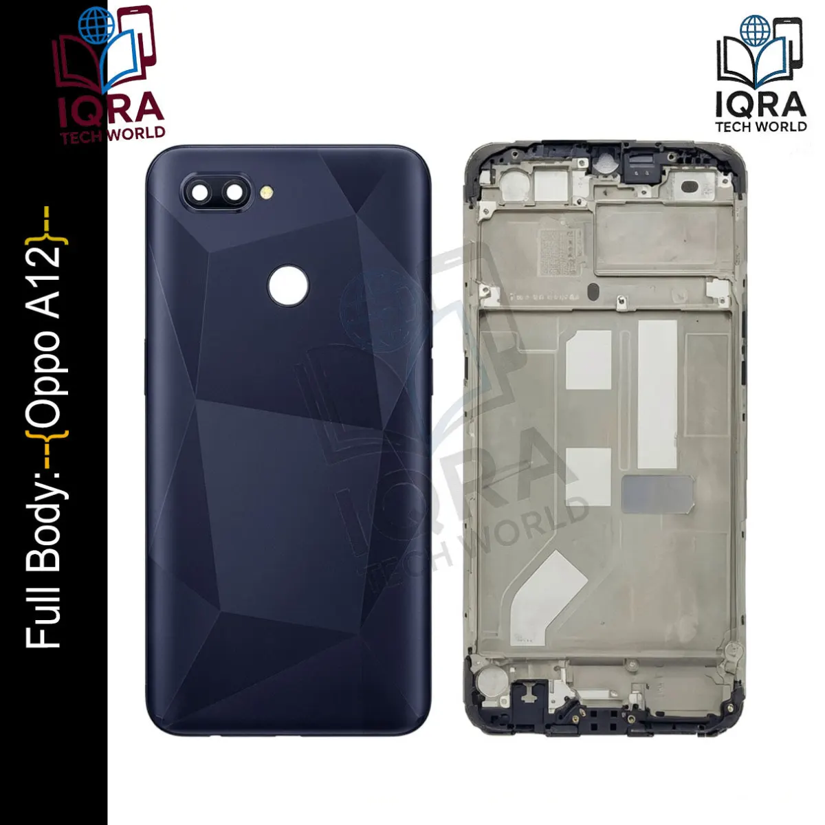 Oppo A12 Full Body Housing / Middle Frame Chassis with Back Panel(Black) - Price in Bangladesh