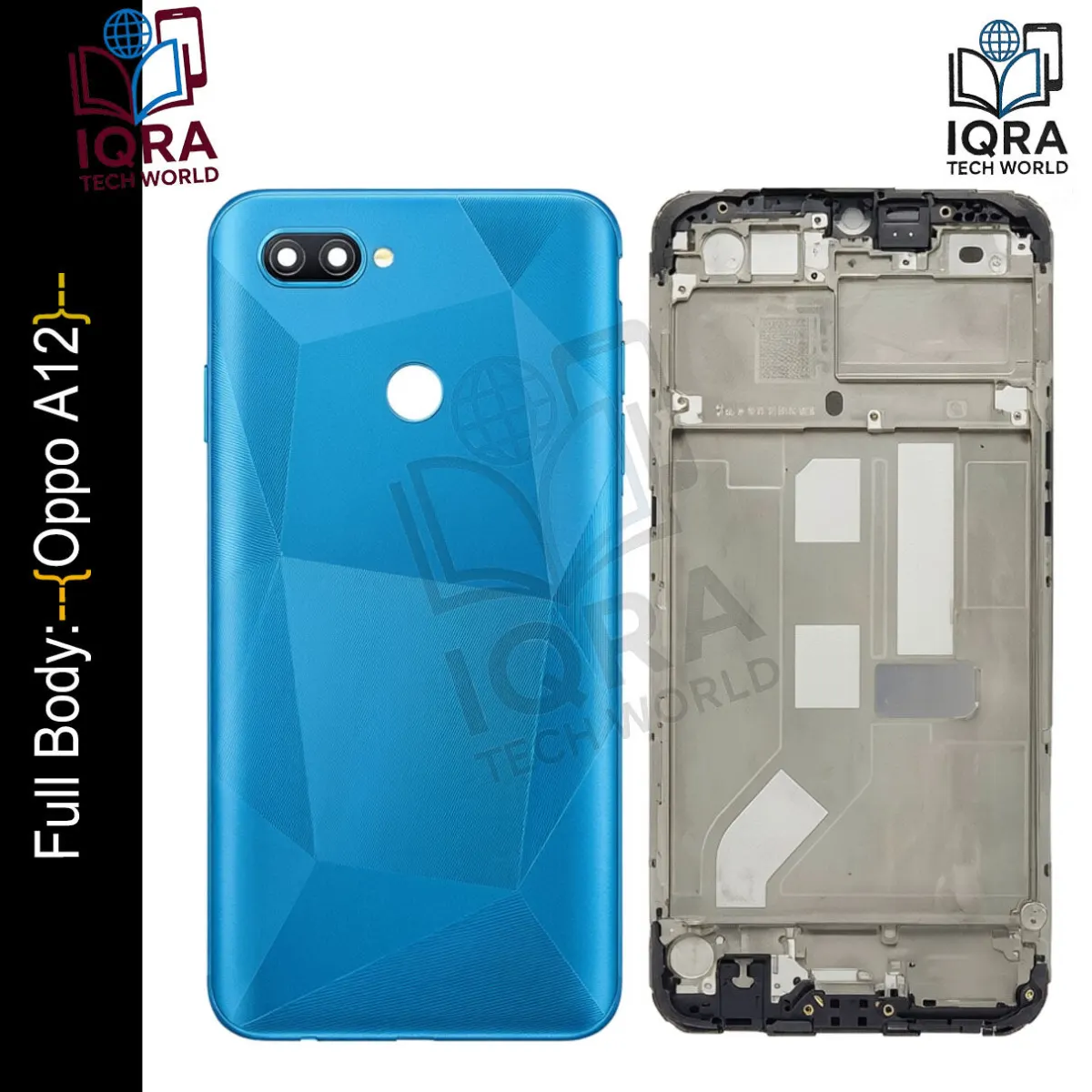 Oppo A12 Full Body Housing / Middle Frame Chassis with Back Panel(Blue) - Price in Bangladesh